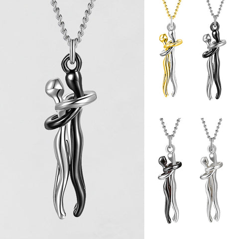 Love Hug Necklace Unisex Men Women Couple Jewelry Simple Temperament Clavicle Chain Valentines Day Lover Gift - Fashionner