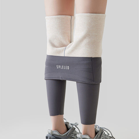 Legging Cachemire Taille Haute Hiver Chaud Uni Peluche Pantalon Mode Slim Vêtements Femme