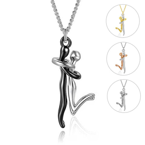 Collier Étreinte Amoureuse 18 carats, Cadeau d'Anniversaire de Couple, Saint-Valentin, Mode Simple, Tempérament, Pendentif Chaîne Ras du Cou