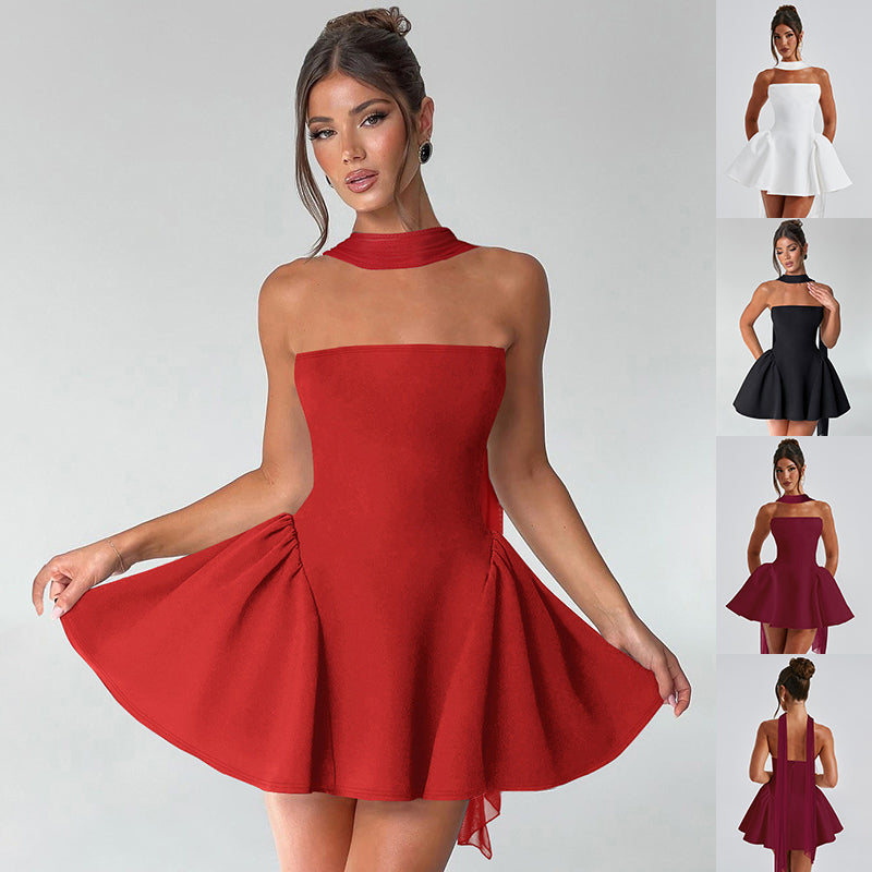 Buy Sexy Tube Top Dress With Back Zipper Design Ins Fashion Short Dress For Party Clothing Women online at Fashionner.