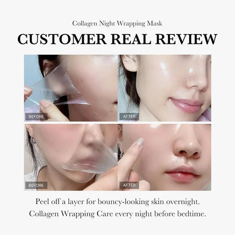 Masque de nuit visage au collagène Ingrédients naturels Raffermissant Élasticité & Hydratation Anti-rides Pour les soins de la peau