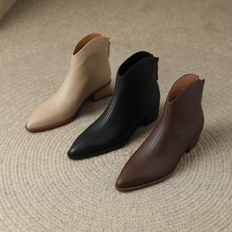 Simple Solid Color And Nude Ankle Boots For Women - Fashionner