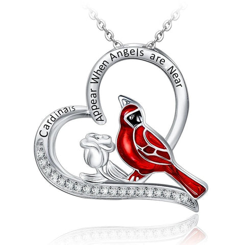 Collier Pendentif Cardinal Créatif en Forme de Cœur, Bijou Commémoratif Exquis pour Fête, Cadeaux d'Anniversaire, Cadeau de Saint-Valentin