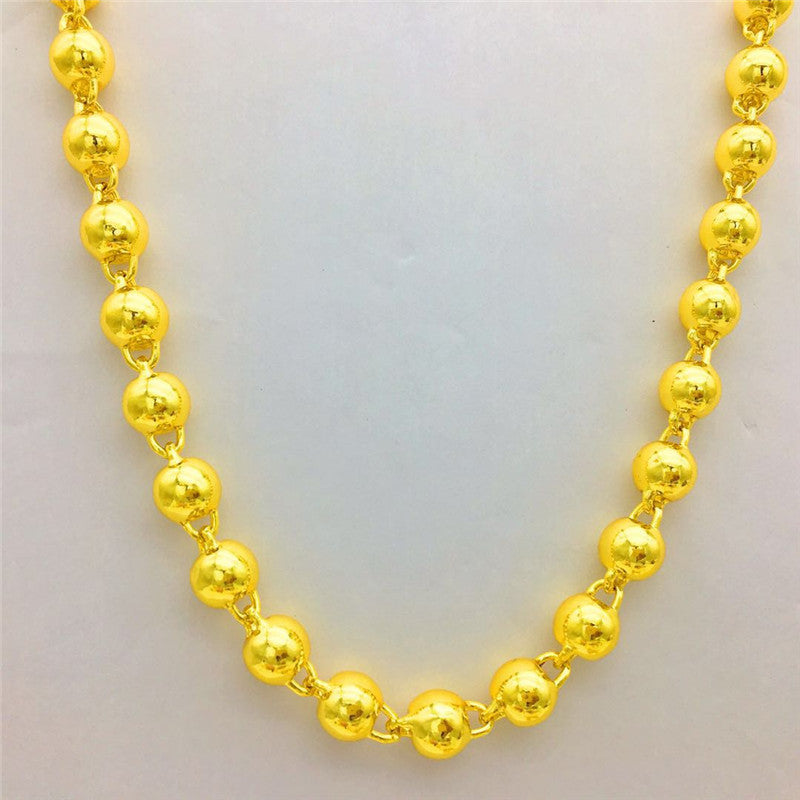 Men's Gold  Round Plated Solid Glossy Buddha Beads Necklace