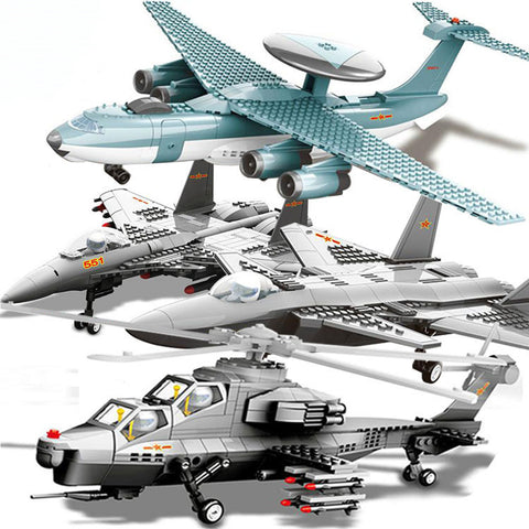 Avion militaire de chasse en blocs de construction en plastique à assembler