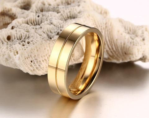 Simple titanium steel couple ring