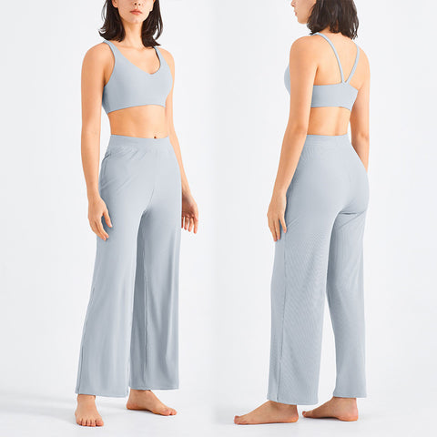 Pantalon de yoga ample évasé Athleisure à cordon de serrage
