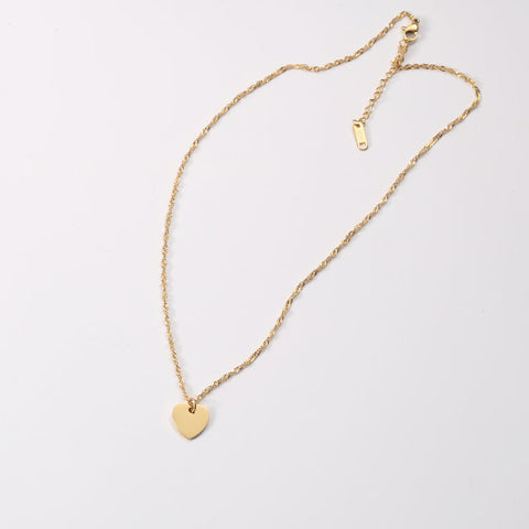 Simple Love Pendant Necklace Glossy Peach Heart