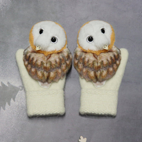 Gants d'hiver en peluche animaux pour femmes