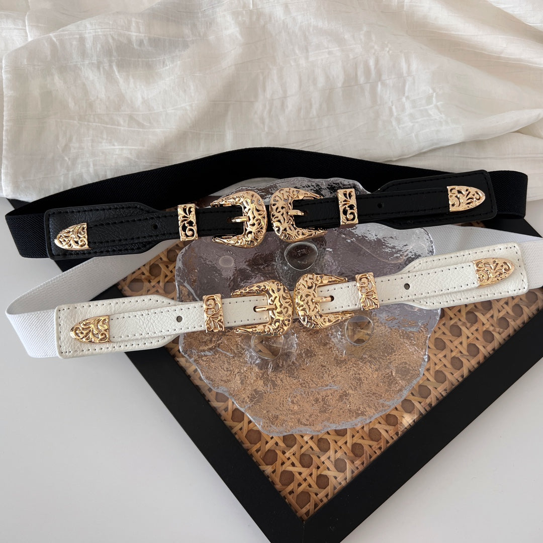Buy Black Elastic Slim Waist Belt Women's Versatile Stretch Waist Cincher online at Fashionner.