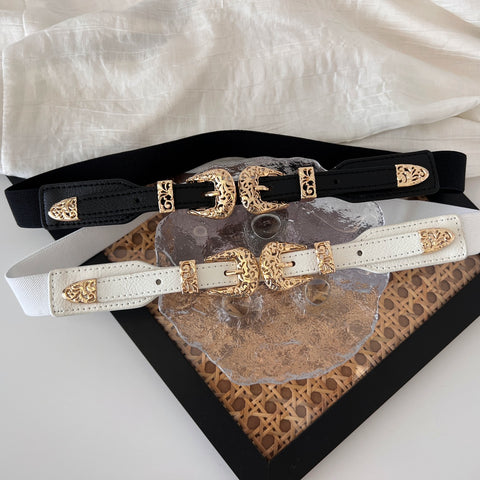 Buy Black Elastic Slim Waist Belt Women's Versatile Stretch Waist Cincher online at Fashionner.