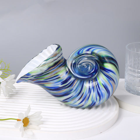 Porte-stylo en forme de conque de nautile en verre créatif, ornements de décoration hydroponique