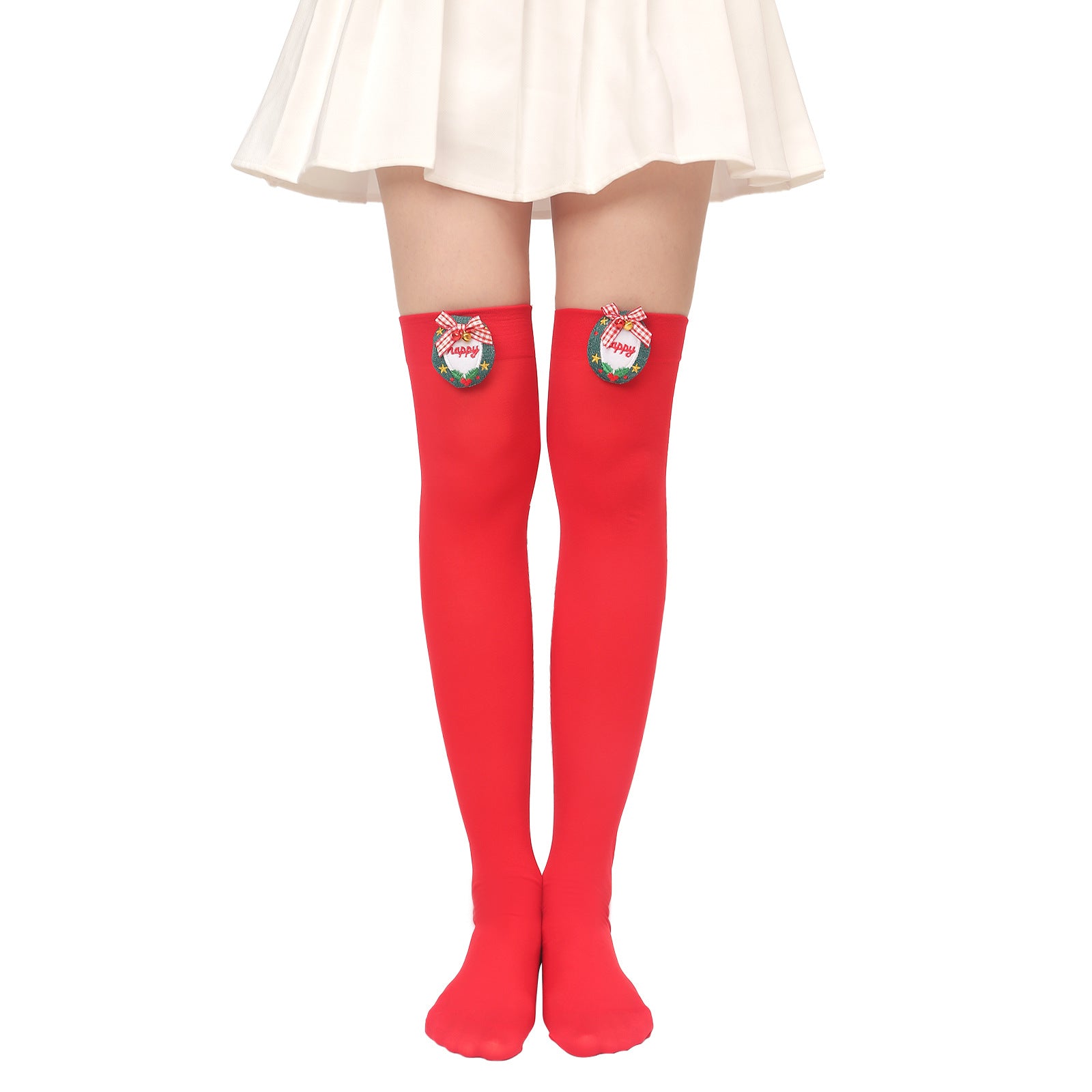 Christmas Plush Doll Knee Socks Bow Stockings - Fashionner