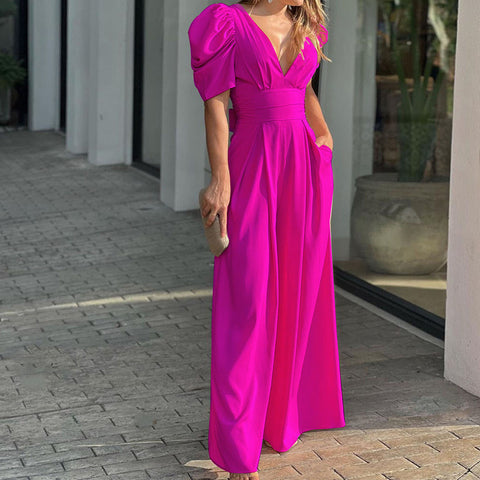 Fashion Elegant Plus Size Wide Legs Jumpsuit - Fashionner