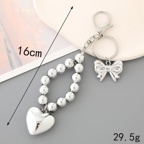 Porte-clés en métal et pendentif miroir en forme de cœur