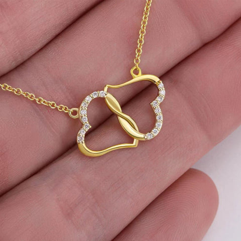 Fashion Double Heart Love Necklace With Rhinestones Inlaid Zircon Mother Valentine's Day Gift - Fashionner