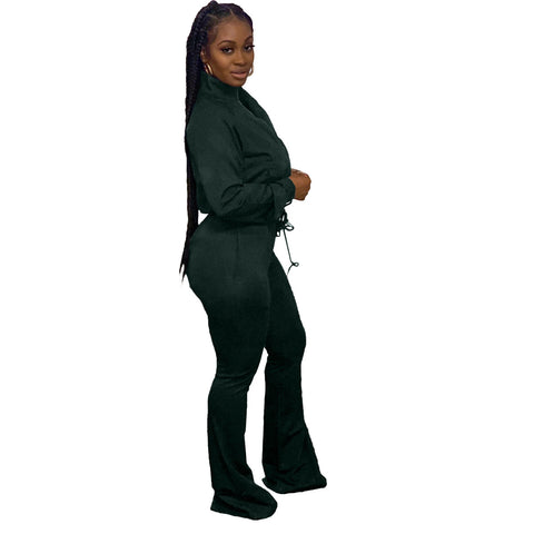 Ensemble deux pièces athleisure de couleur unie pour femme