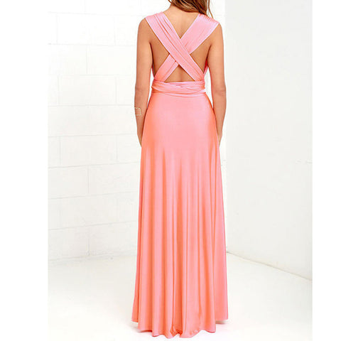 V-neck Long Dress Women Cross Strap Beauty Back Design Party Dresses - Fashionner