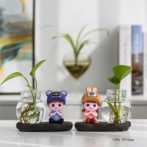 Radis Vert Hydroponique Pots de Plantes et Ustensiles Décorations de Bureau Transparentes Ameublement