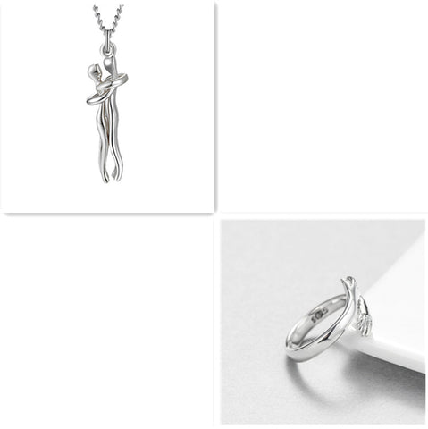 Love Hug Necklace Unisex Men Women Couple Jewelry Simple Temperament Clavicle Chain Valentines Day Lover Gift - Fashionner