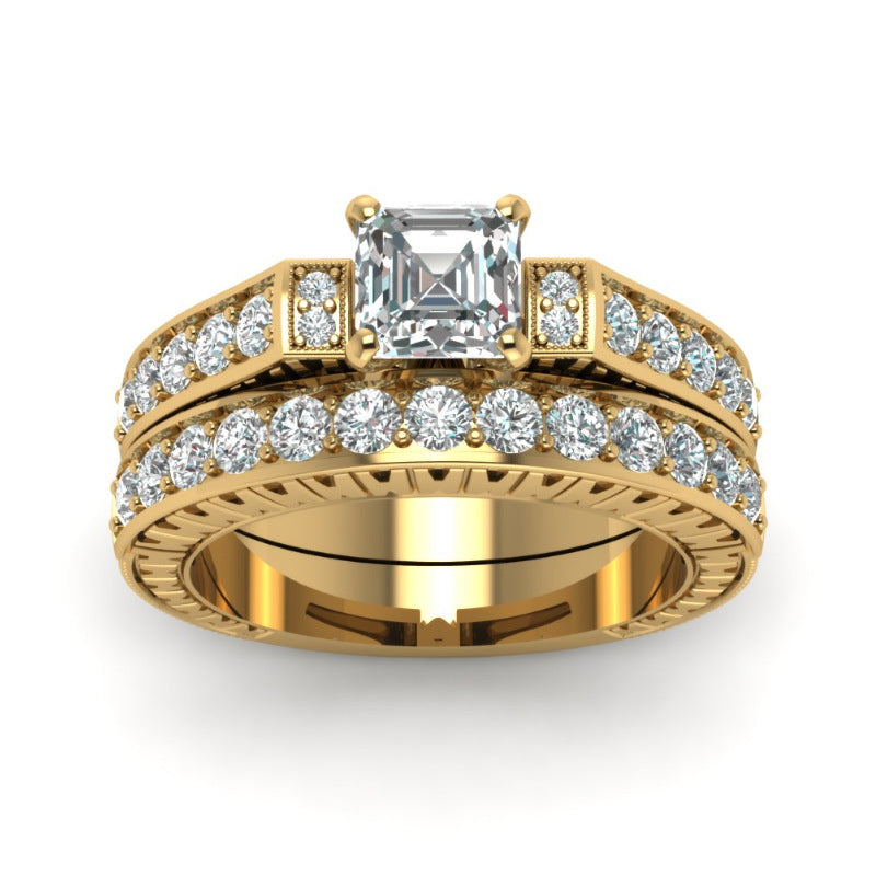 Buy Micro-Paved Square Zircon Couple Rings For Women online at Fashionner.