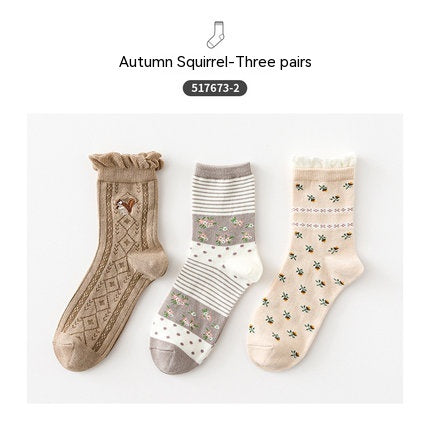 Cartoon Mid Tube Trendy Cotton Women's Socks - Fashionner