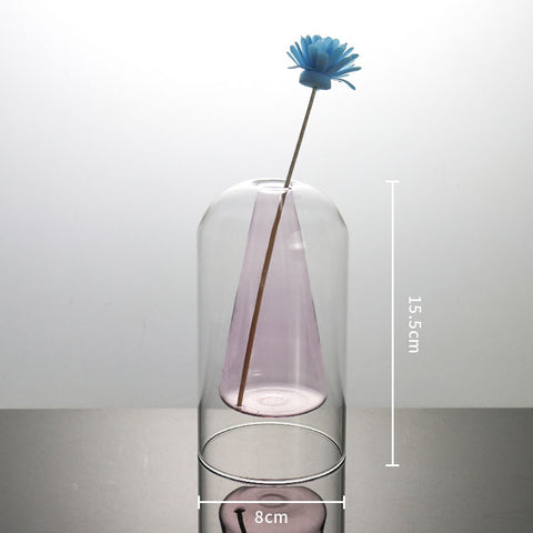 Vases Vase en verre Décoration d'intérieur Décoration de chambre Décoration de mariage moderne Pot de fleurs hydroponique Double récipient en verre Ornement artisanal