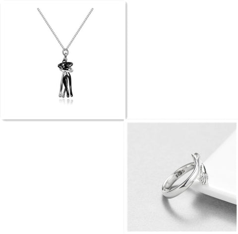Love Hug Necklace Unisex Men Women Couple Jewelry Simple Temperament Clavicle Chain Valentines Day Lover Gift - Fashionner