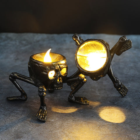Lanterne crâne mains pour Halloween, accessoire de décoration d'ambiance, lanterne de nuit pied crâne, lanterne bougie Halloween.