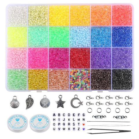 Perles en vrac de couleur de verre ménager, ensemble de 24 couleurs