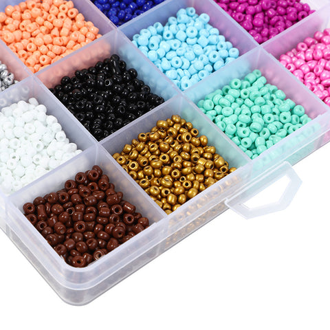 Perles de rocaille en verre, boîte de 24 compartiments, style bohème