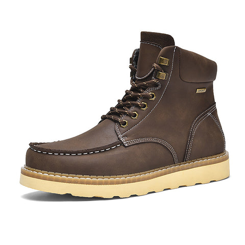 Bottes de travail montantes pour homme, style décontracté britannique, en cuir véritable