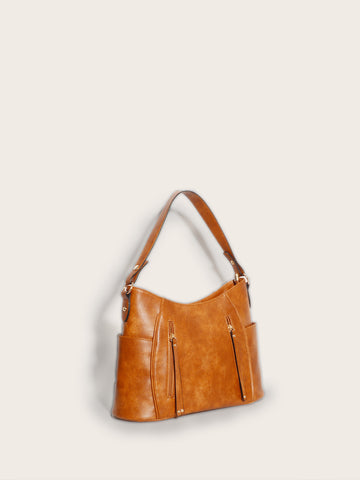 Retro Double Zipper Tassel Women's Portable Shoulder Bag