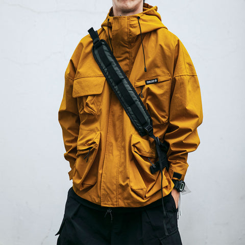 Veste à Capuche Homme, Coupe Ample, Poches 3D, Coupe-Vent Fonctionnel, Vêtement Décontracté