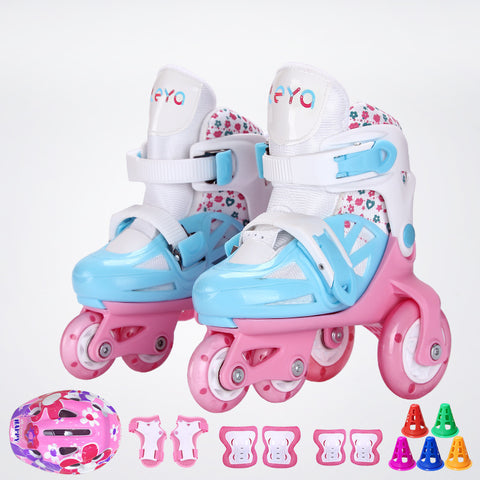 Ensemble complet de patins à roulettes doubles réglables pour enfants