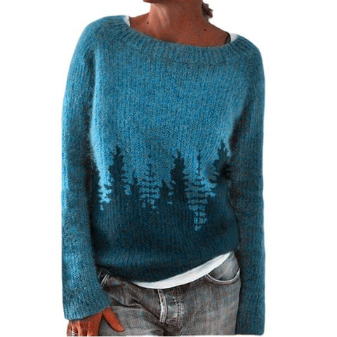Pull-over ample et décontracté pour femme, col rond, multicolore, à la mode, tricoté, vêtement d'extérieur pour femme