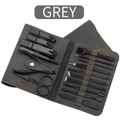 16pcs set Nail Clipper Cutter Trimmer Ear Pick Grooming Kit Manicure Set Pedicure Toe Nail Art Tools Set Kits with Bag - Fashionner