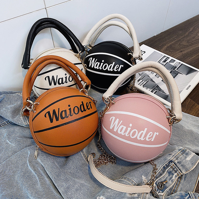 Basketball Shape Handbags and Purses for Women Chain Shoulder Crossbody Bag Girls Ladies HandBags - Fashionner