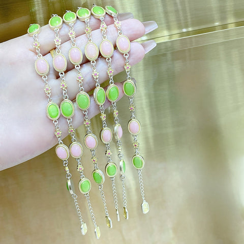 Buy 1Pcs 999.9 Sterling Silver Gold-Plated Enamel Stone Bracelet, Luxury Retro Style, Ideal For Birthdays & Holiday Gifts online at Fashionner.