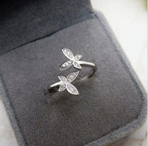 Bague Papillon Ajustable en Argent Sterling