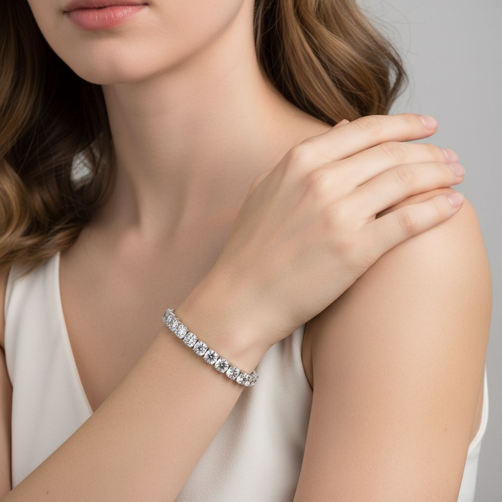 Buy New Tennis Bracelet With Moissanite Fully Set online at Fashionner.