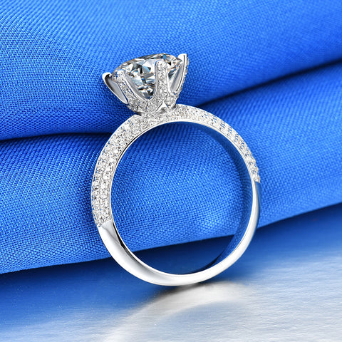 Bague de fiançailles coréenne à six griffes pour femme