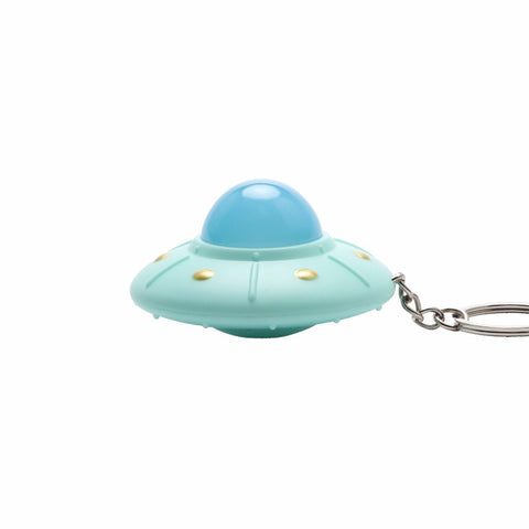 Porte-clés pendentif soucoupe volante lumineuse en plastique