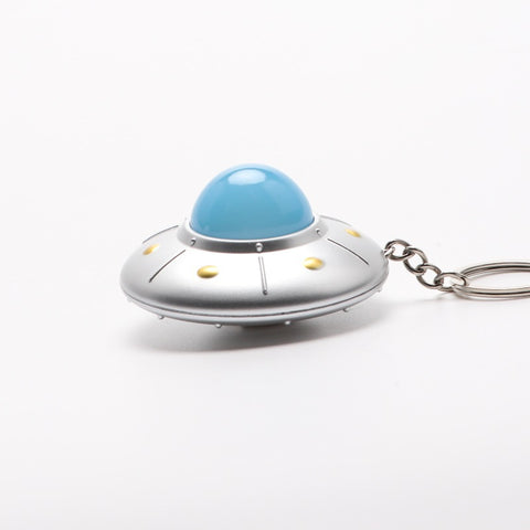 Porte-clés pendentif soucoupe volante lumineuse en plastique