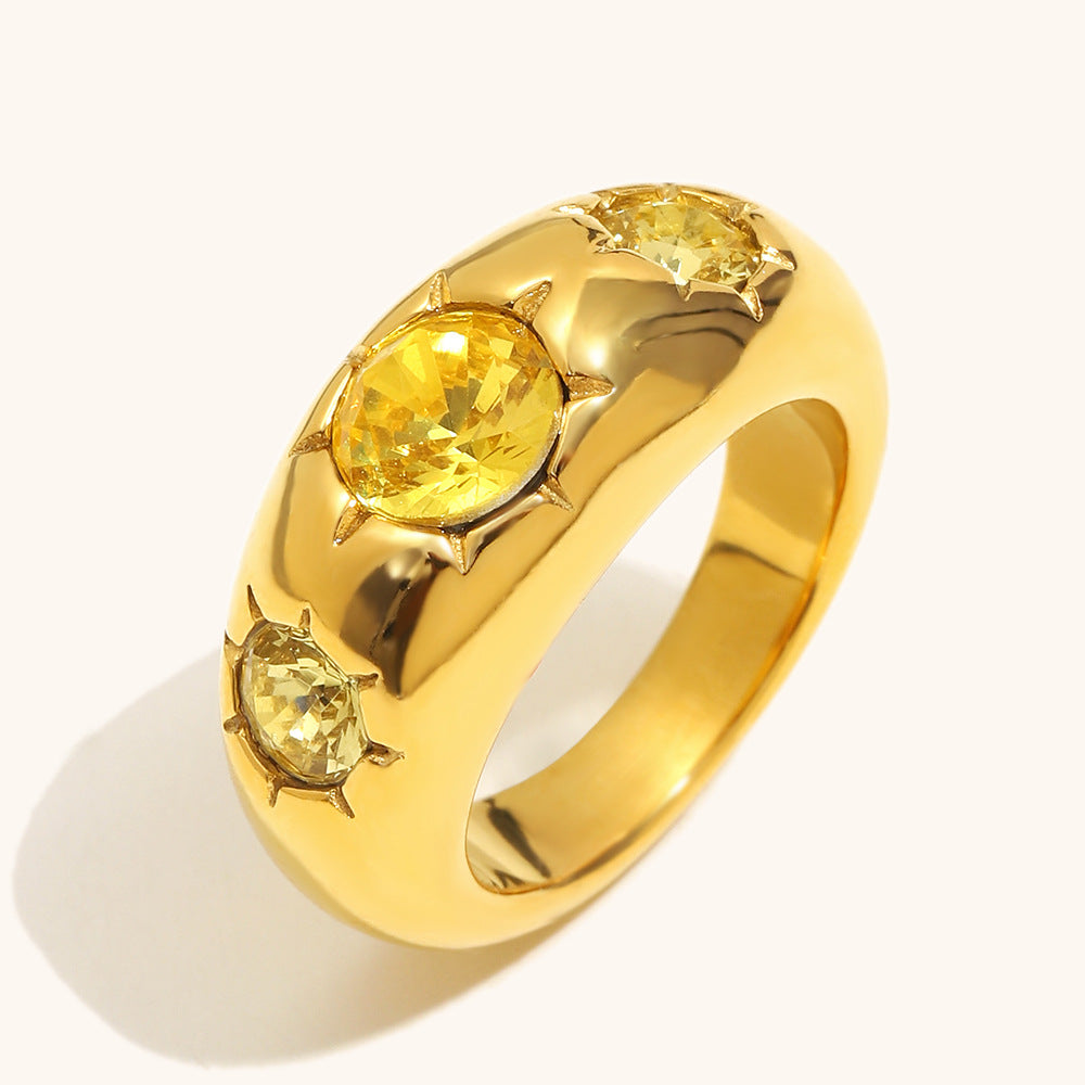 Buy Womens Stainless Steel Ring In Gold-Champagne Color online at Fashionner.