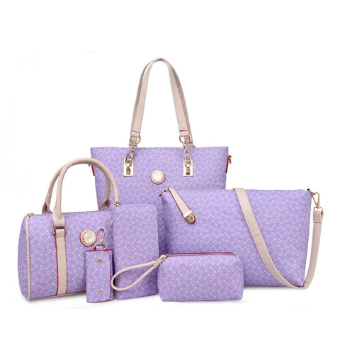 Sac à langer de type mère et bébé à motif arête de poisson, ensemble de six pièces, sac à langer bandoulière/sac à main