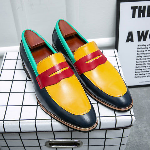 Men's Casual Large Size 48 Colorful British Leather Shoes Trendy Pointed Toe Trend Shoes - Fashionner