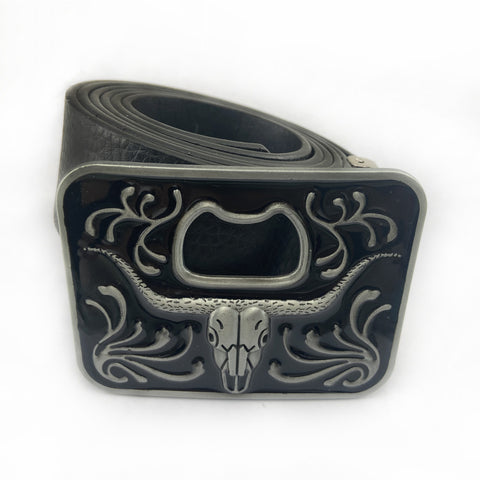 Boucle de ceinture décapsuleur tête de bœuf en alliage de zinc