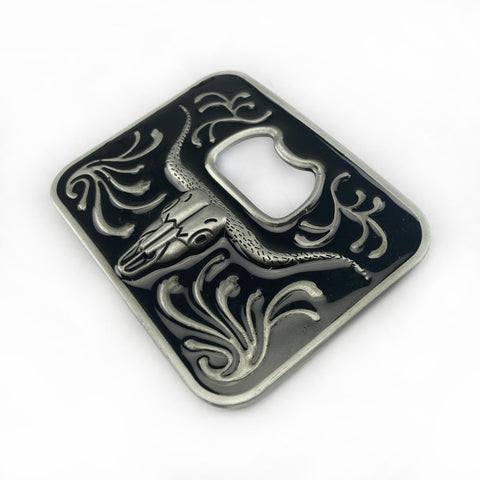 Boucle de ceinture décapsuleur tête de bœuf en alliage de zinc