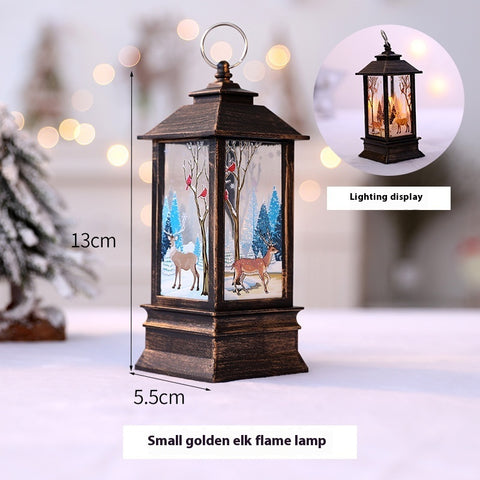 Lampe à Huile Portable de Noël Père Noël Lumières LED de Nuit Alimentées par Piles Lanternes Suspendues Intérieures Extérieures Décoration de Fête Festive